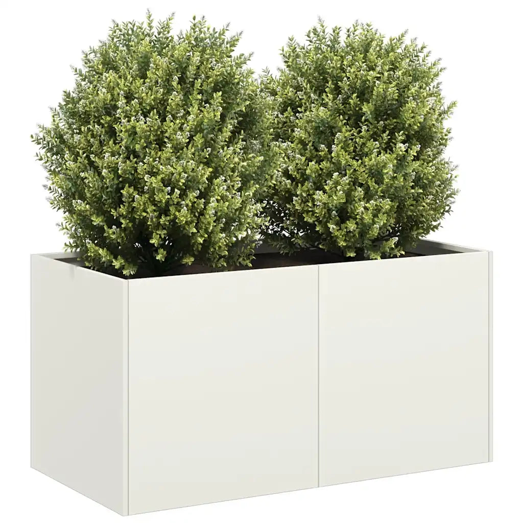 Fioriera | Cassetta per fiori | Vaso Bianca 80x40x40 cm in Acciaio Laminato a Freddo