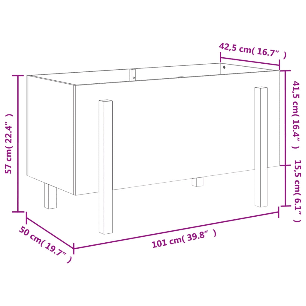 Fioriera Rialzata Giardino-Vaso da Esterno-Supporto per Vaso 101x50x57 cm Legno Massello Douglas