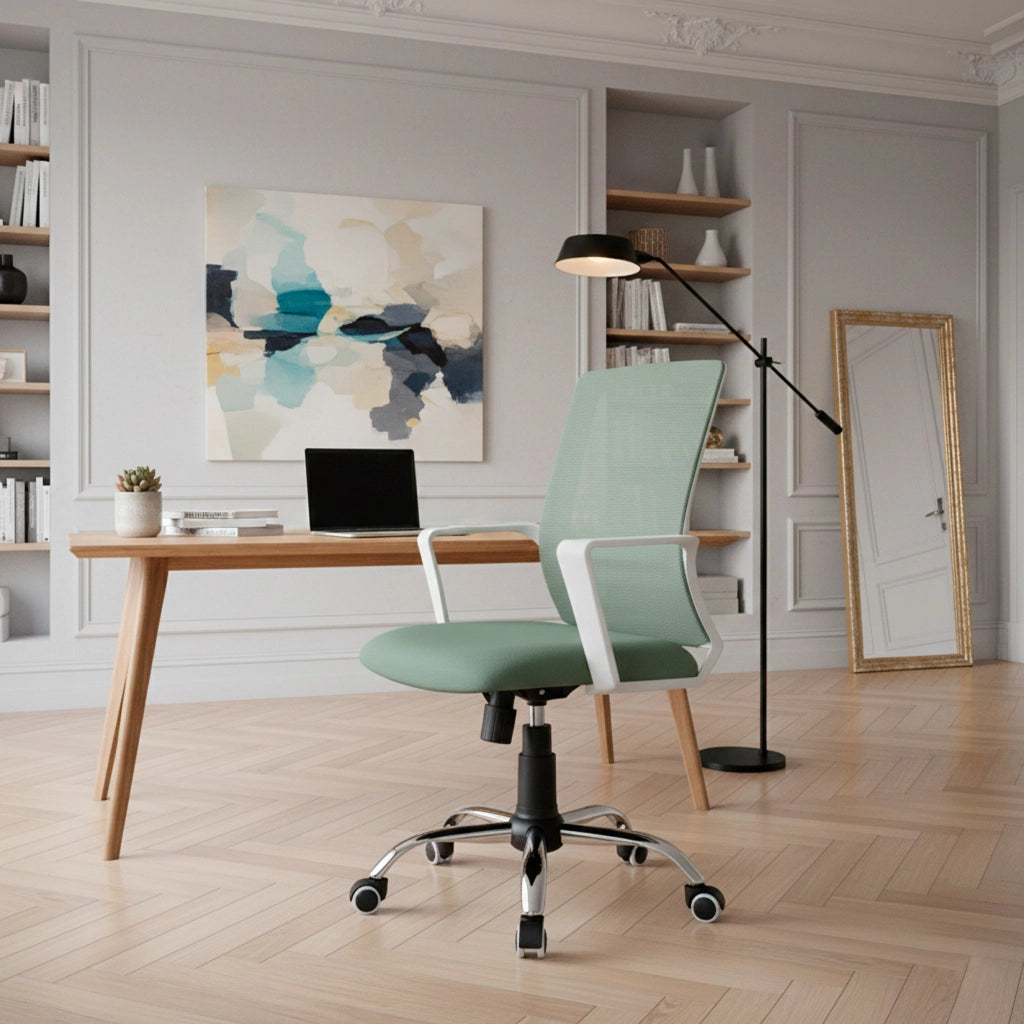 Sedia studio Hispanohogar altezza regolabile in tessuto verde