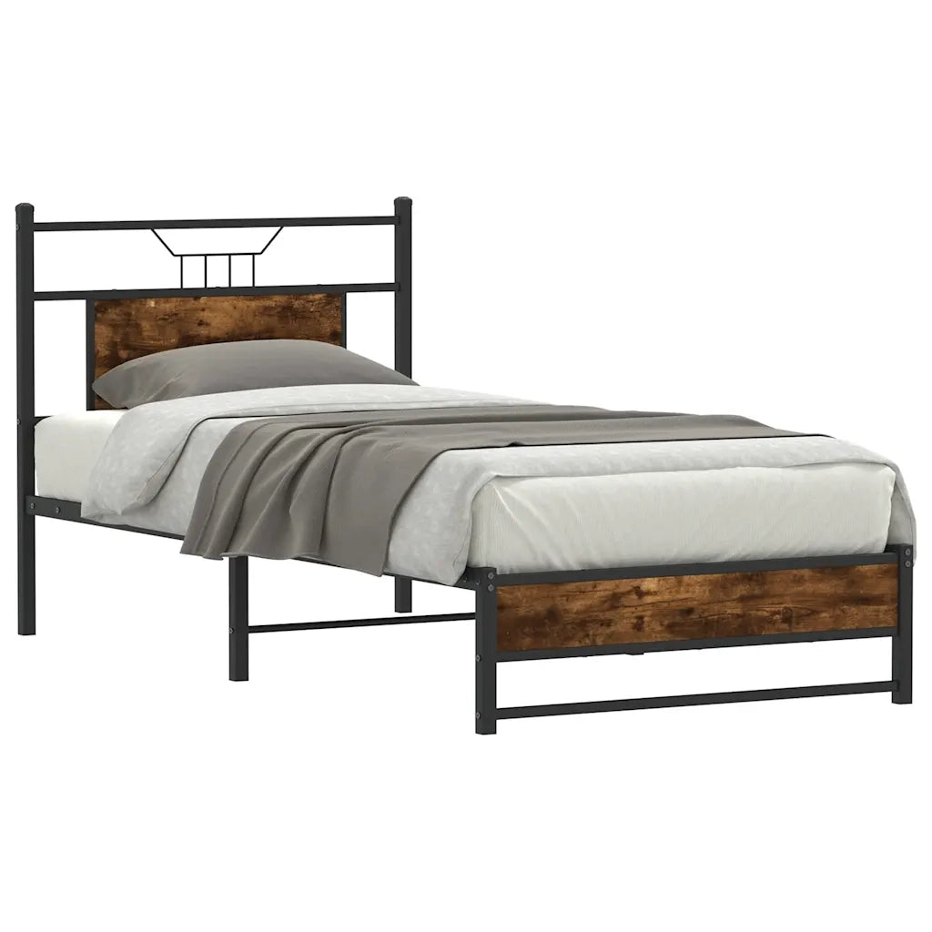 Giroletto senza Materasso-Struttura Letto Rovere Fumo 75x190 cm in Truciolato 143536