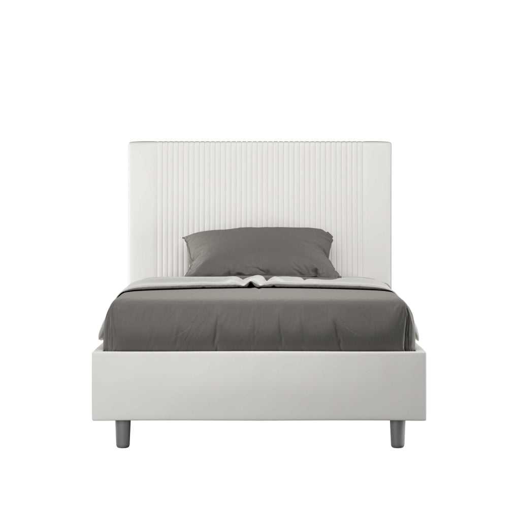Letto Matrimoniale Extra Large 200x210 cm con Rete e Contenitore Goya Bianco