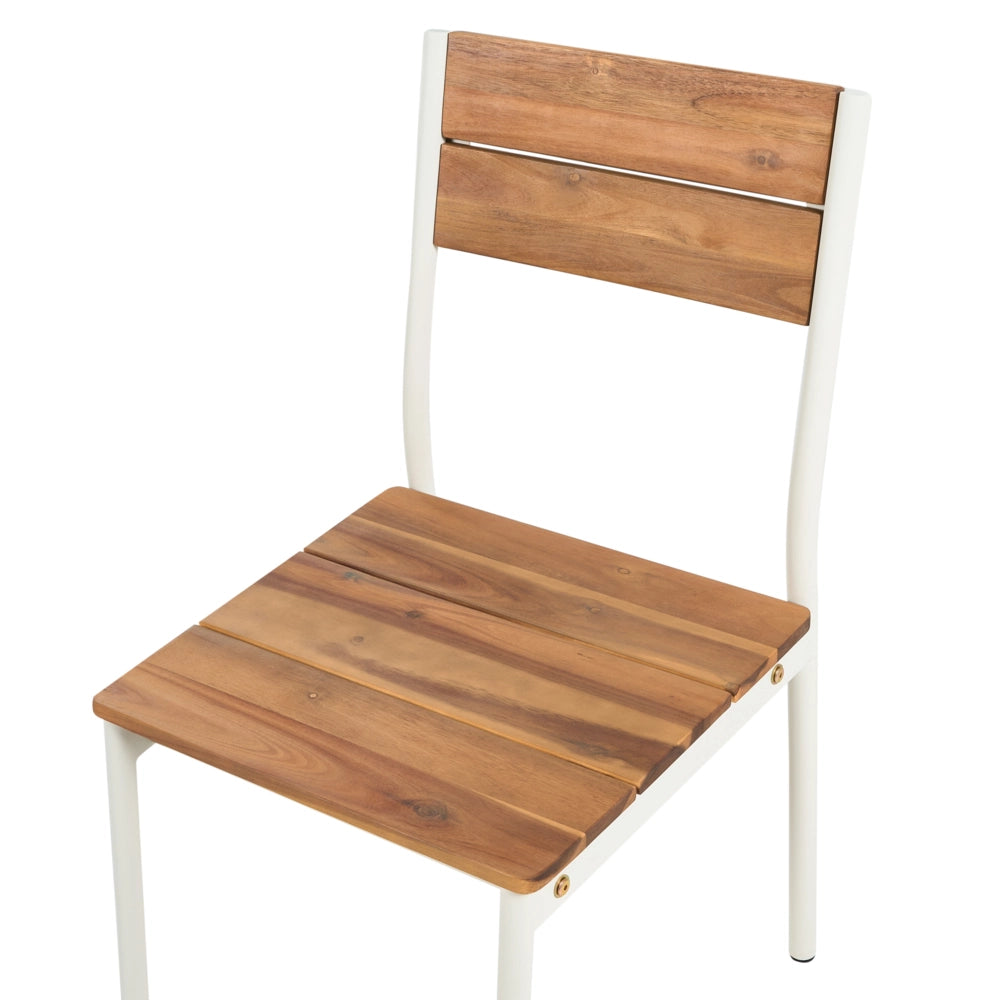 Set da giardino composto da 2 sedie in legno di acacia a doghe con struttura in metallo, colore marrone stile moderno