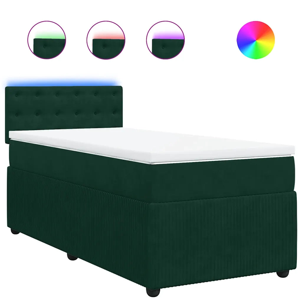 Giroletto a Molle con Materasso Verde Scuro 90x200 cm Velluto
