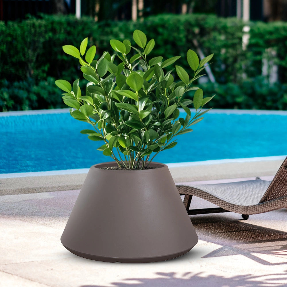 Vaso da Esterno Interno Design Conico Ø60x35 cm Stromboli in Resina Tortora