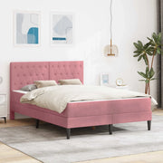 Struttura letto con materasso Rosa 140 x 200 cm Velluto 3415057
