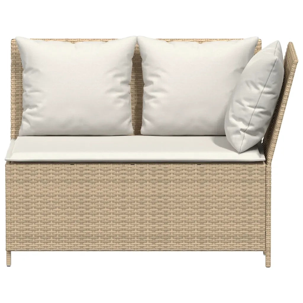 Set Divano da Giardino 3 pz con Cuscini Beige in Polyrattan