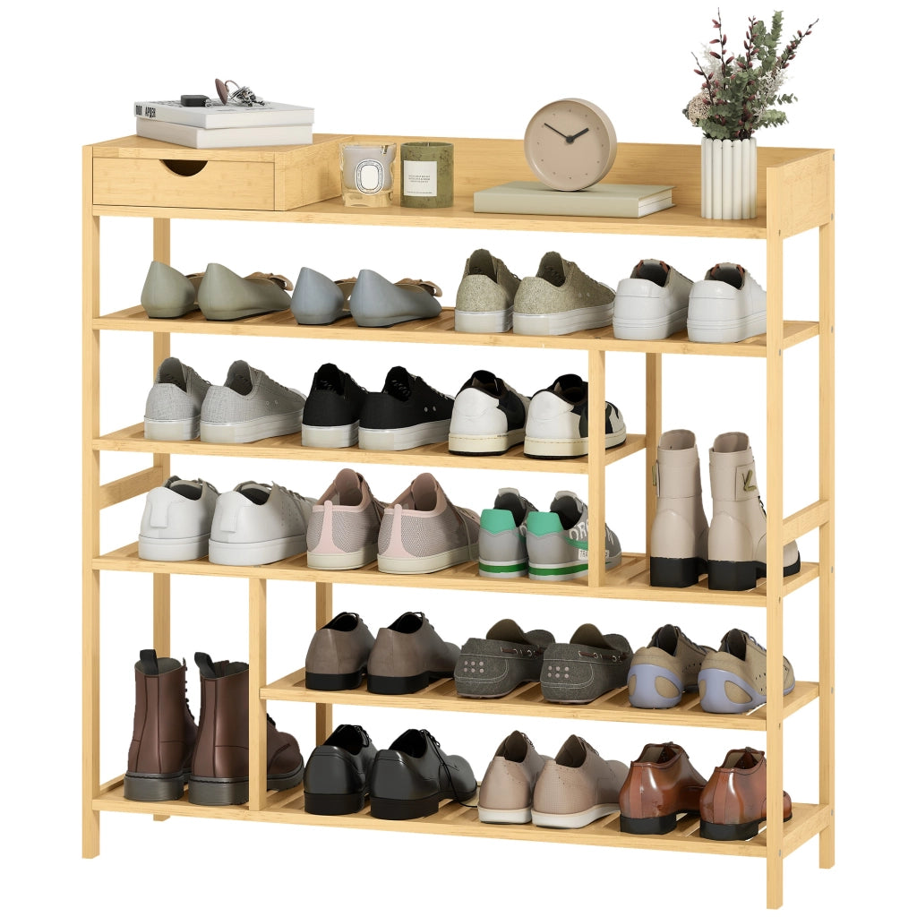 Scarpiera in bambu con cassetti e ripiani ¨C Minimal ¨C Bianco 6 livelli