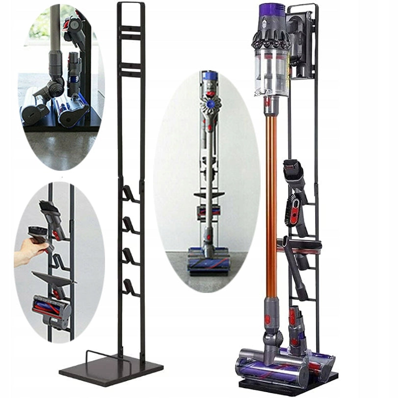 Supporto per Aspirapolvere compatibile con Dyson V6–V15, DC30–DC74 – Struttura in Metallo, 4 Ganci per Accessori