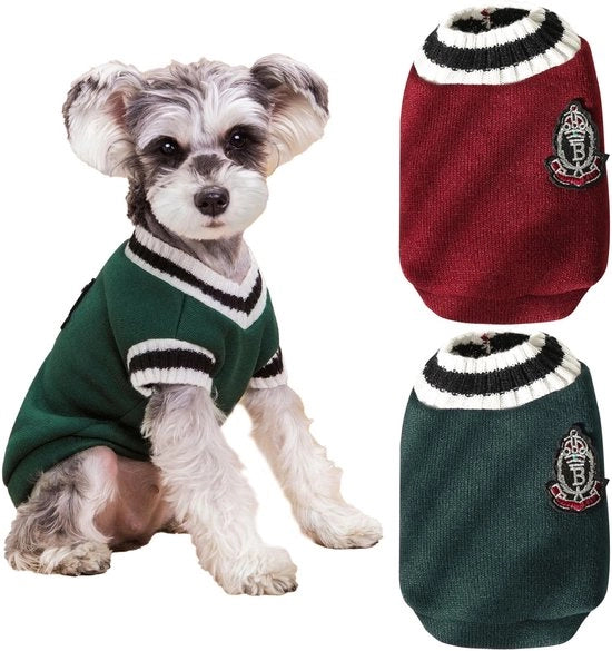 Abbigliamento per cani - 2 pezzi - Vestiti caldi per cani - Outfits per cani - Cappotto per gatti - Giacca per cani - Felpa di cotone morbido con inserto di seta