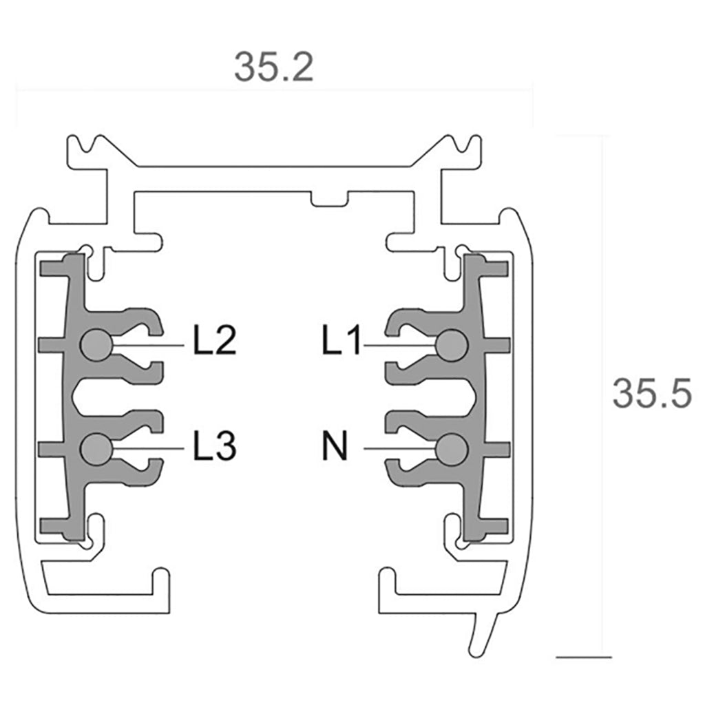 Binario Trifase da 2 metri 230V sistema di illuminazione per faretti trifase 3-Phase COLORE BIANCO 2MT