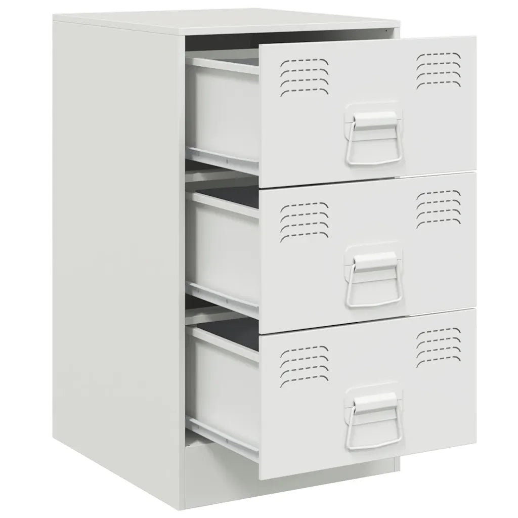 Comodini 2 pz-Set di 2 Tavolino da notte Bianchi 34,5x39x62 cm in Acciaio 414768