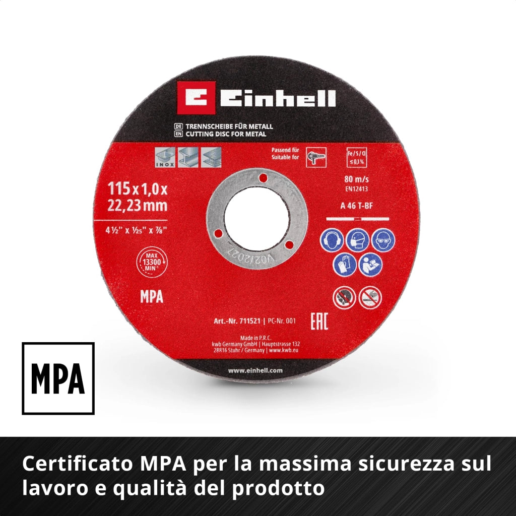 Set 5 Pezzi. Dischi da Taglio Ø Mm 115 x 1 0 20.00 Confezioni Einhell