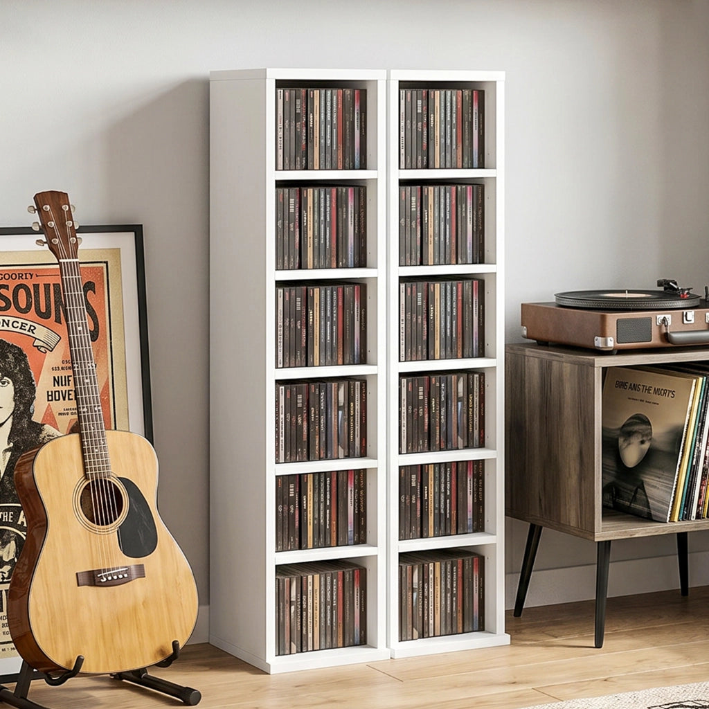 Scaffale per CD e DVD regolabile ¨C Minimal ¨C Bianco 80x24x20