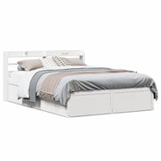 Giroletto con Testiera Bianco 135x190 cm Legno Massello di Pino