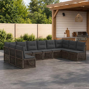 Set Divano da Giardino 10 pz Grigio polyrattan 3434327