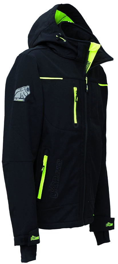 U-Power GIACCA SOFTSHELL SPACE Col. Nero/Giallo  Mis. XXL