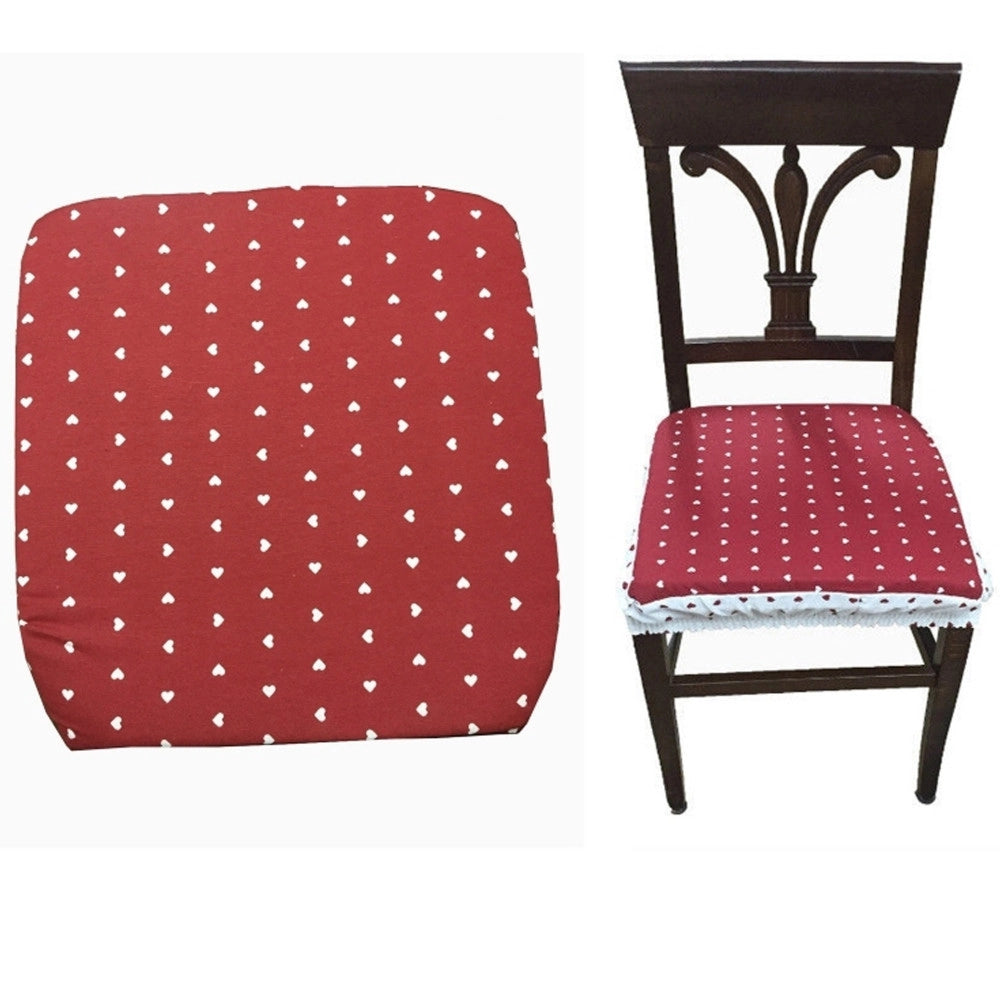 Trade Shop - 6 Copri Sedia Cuscini Rosso Cuori Fascia Elastico Sedie Imbottito Sfoderabile -