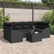 Set di divani con cuscino con cuscino 7 pcs Nero polyrattan 3346623