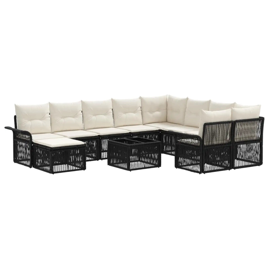 Set Divano da Giardino 11 pz Nero polyrattan 3435025