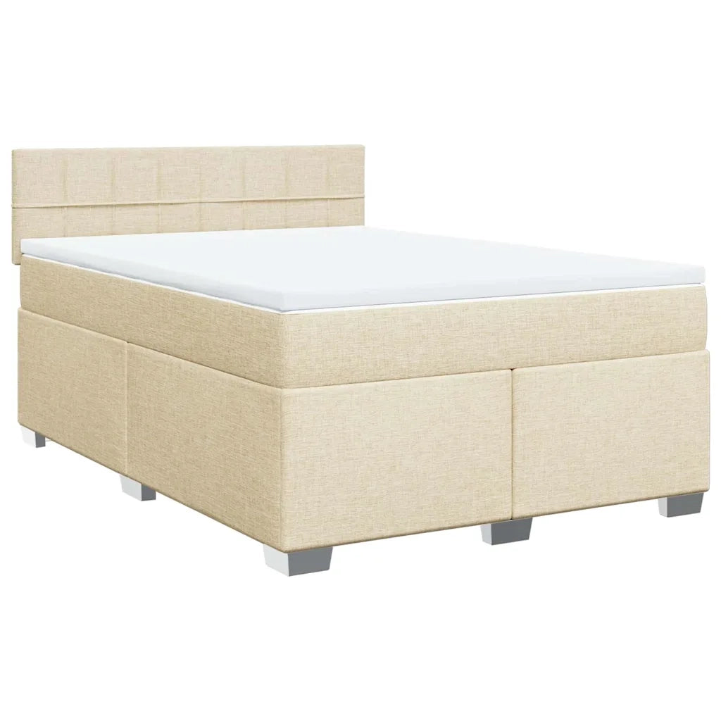 Giroletto a Molle con Materasso Crema 140x19 cm in Tessuto