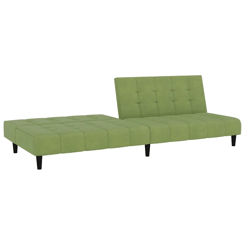 Divano Letto a 2 Posti Verde Chiaro in Velluto 375766
