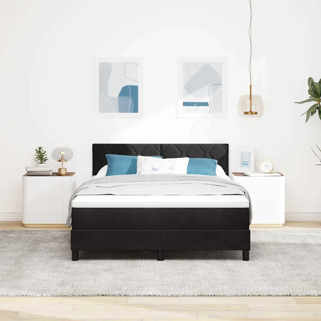 Letto a molle con materasso Nero 140 x 200 cm Velluto 3339244