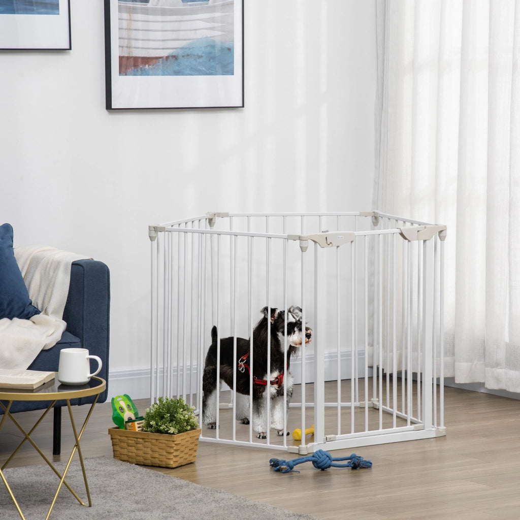 Recinto modulare per cani con porta integrata ¨C Xylo ¨C 300x74,5 cm metallo PP bianco