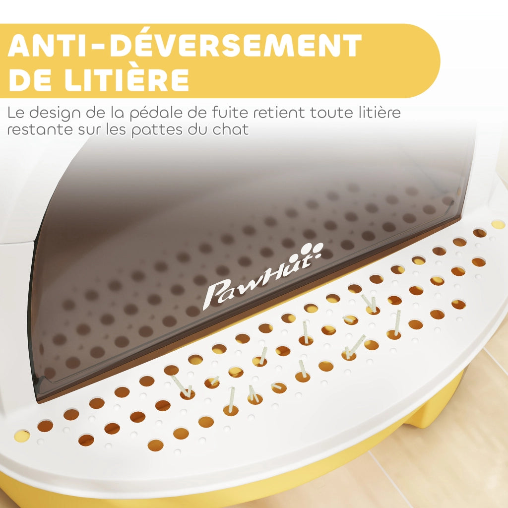 Lettiera per Gatti con Coperchio ¨C Xylo ¨C Porta Traslucida Manico 40,5x52x39cm Giallo