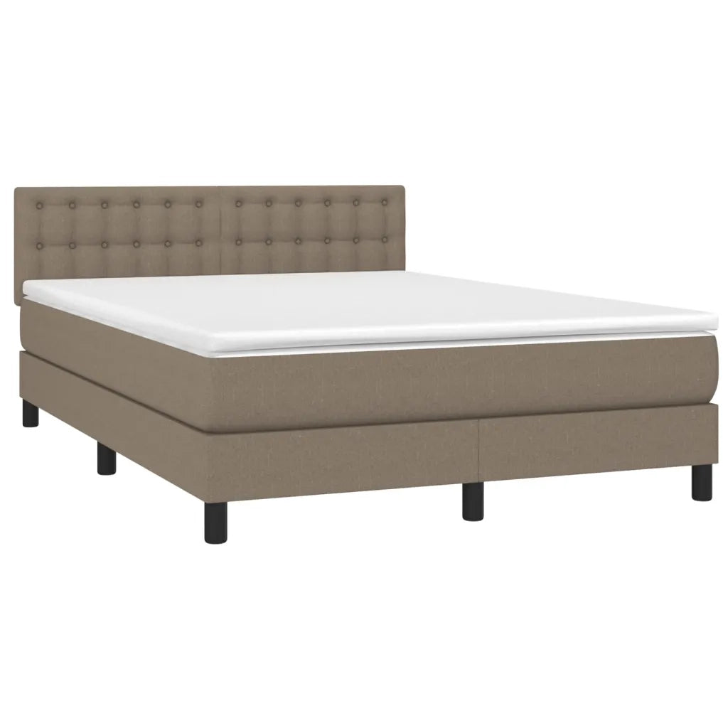 Letto a Molle con Materasso e LED Tortora 140x200 cm in Tessuto 3133481