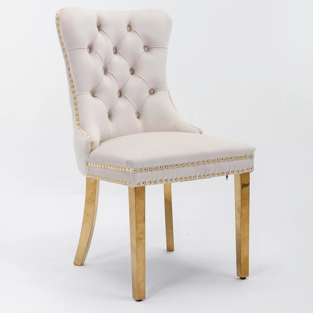 Set 2 sedie Nikki - Xylo - velluto beige gambe dorate