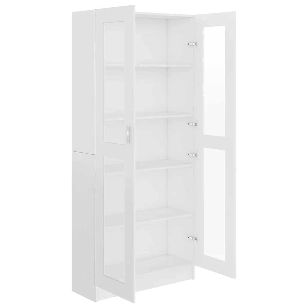 Armadietto Vetrina Bianco 82,5x30,5x185 cm Legno Multistrato
