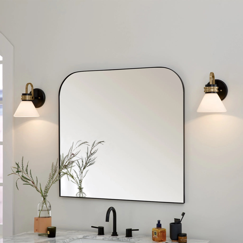 Applique bagno FARUM nero oro vetro opale G9 3W Kichler