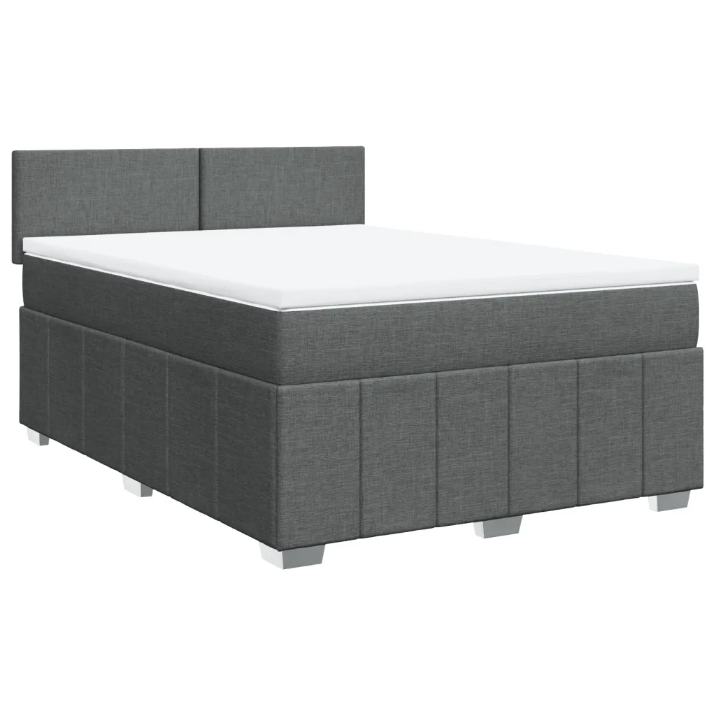 Giroletto a Molle con Materasso Grigio Scuro 160x200 cm Tessuto