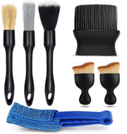 Set di spazzole per auto 7 in 1, spazzole per pulizia auto, set di spazzole morbide, spazzola per dettagli auto, set di spazzole per dettagli, spazzola per tessuti auto, interno auto (A)