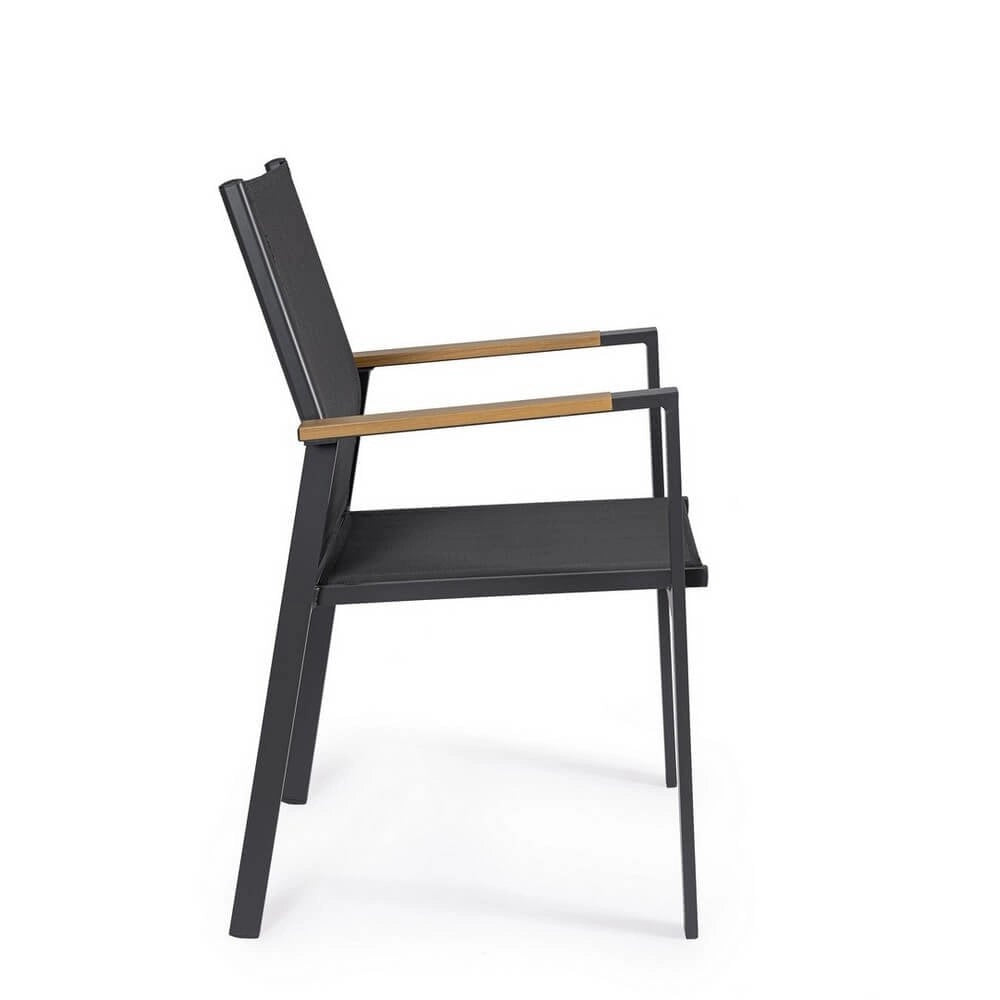 Set 4 Sedie con Braccioli Alluminio Antracite Moderno Esterno - ISKIEL