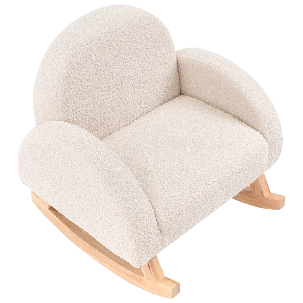 Sedia a dondolo per bambini in legno beige chiaro cameretta