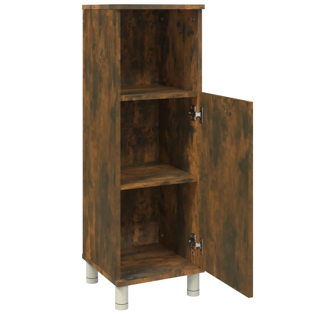 Armadietto Bagno Rovere Fumo 30x30x95 cm in Legno Multistrato 815606