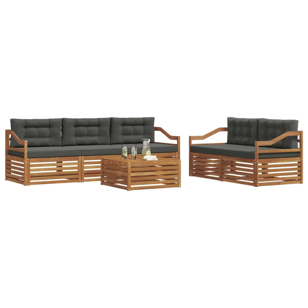 Set di divani da esterno con cuscino 6 pcs Naturale e Antracite 3373037