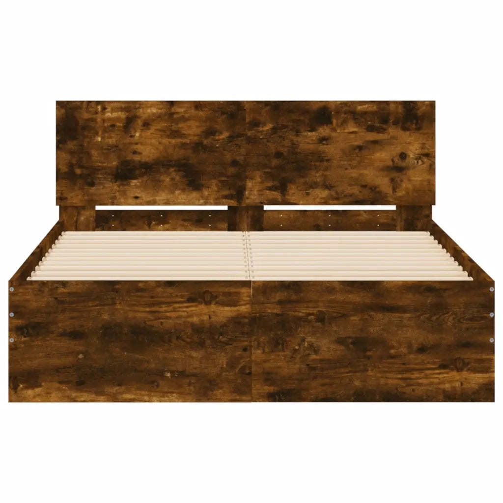 Letto matrimoniale | Letto per adulti | Giroletto con Testiera Rovere Fumo 135x190 cm