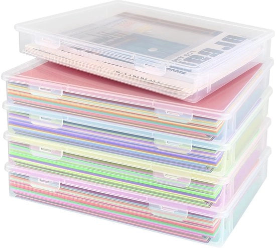LOPYXBR 5-pack scatola per archiviazione A4 trasparente, contenitore in plastica per documenti, scatola multifunzionale per ufficio, per archiviare documenti, lettere, album e documenti di ufficio
