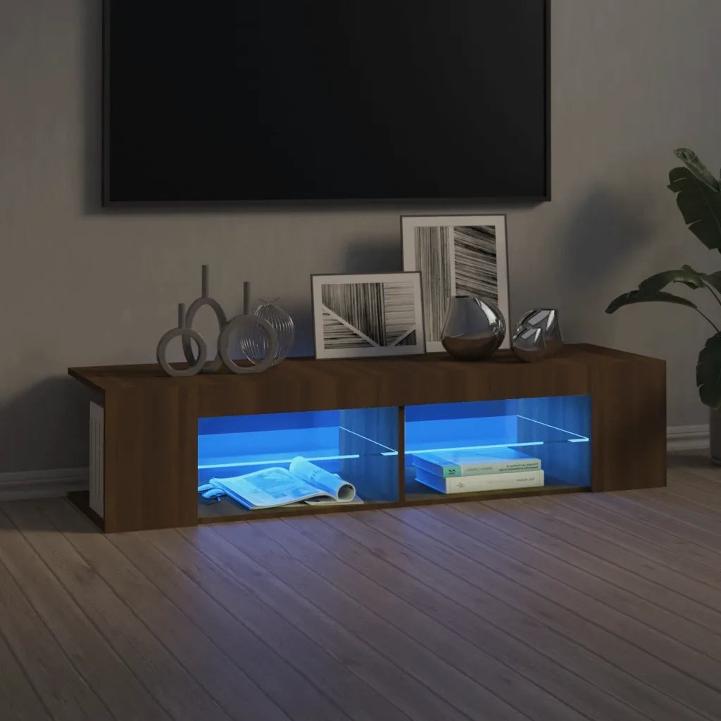 Mobile TV | Armadietto TV | Mobile Porta TV con Luci LED Rovere Marrone 135x39x30 cm