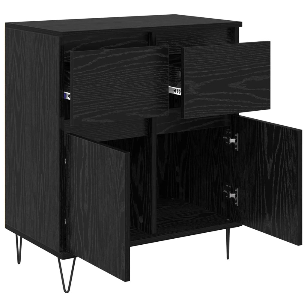 Credenza | Madia | Buffet da pranzo | Armadio da pranzo con cassetto Rovere Nero 60 x 35 x 70 cm