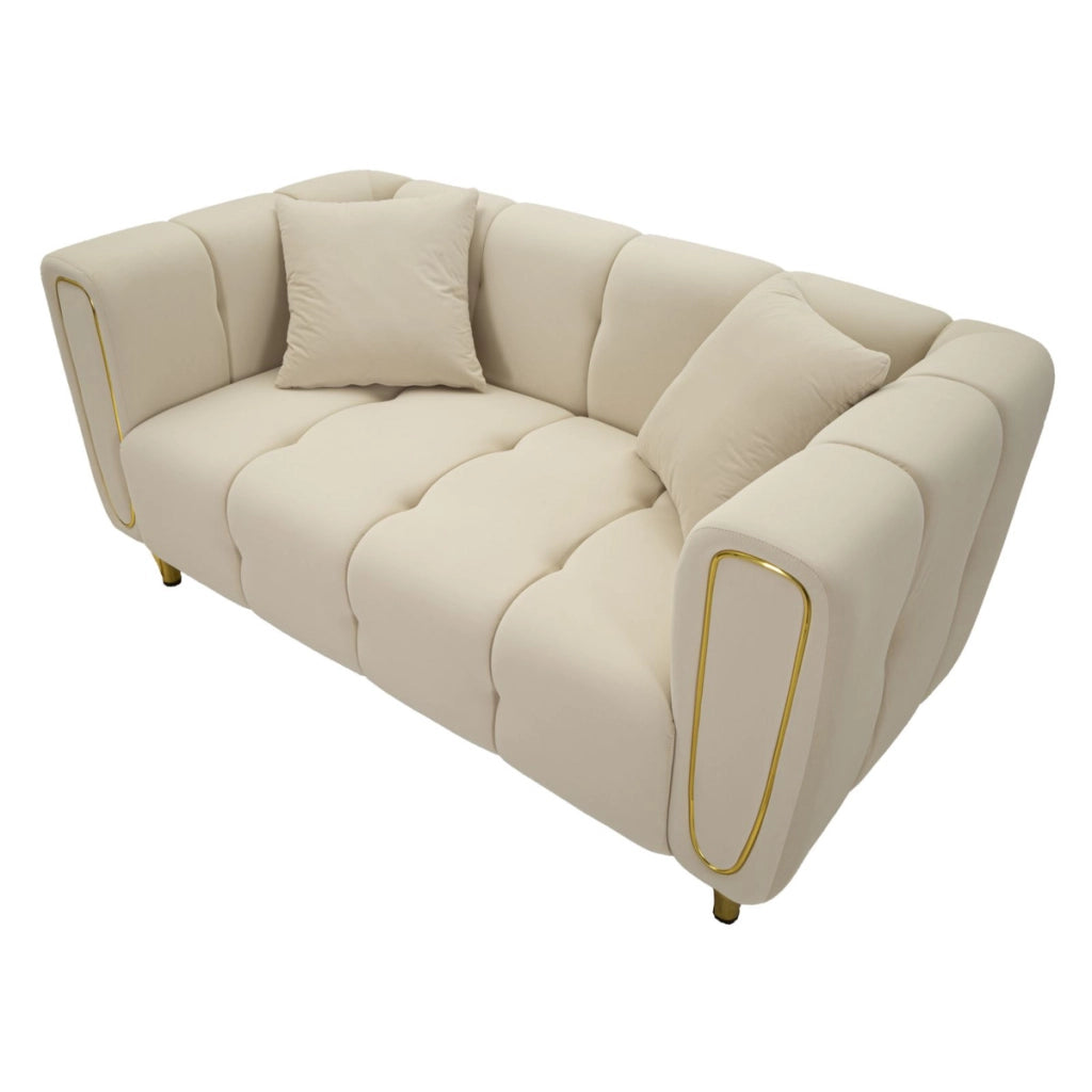 Divano VKH40, Beige, Legno, 81x155x71 cm