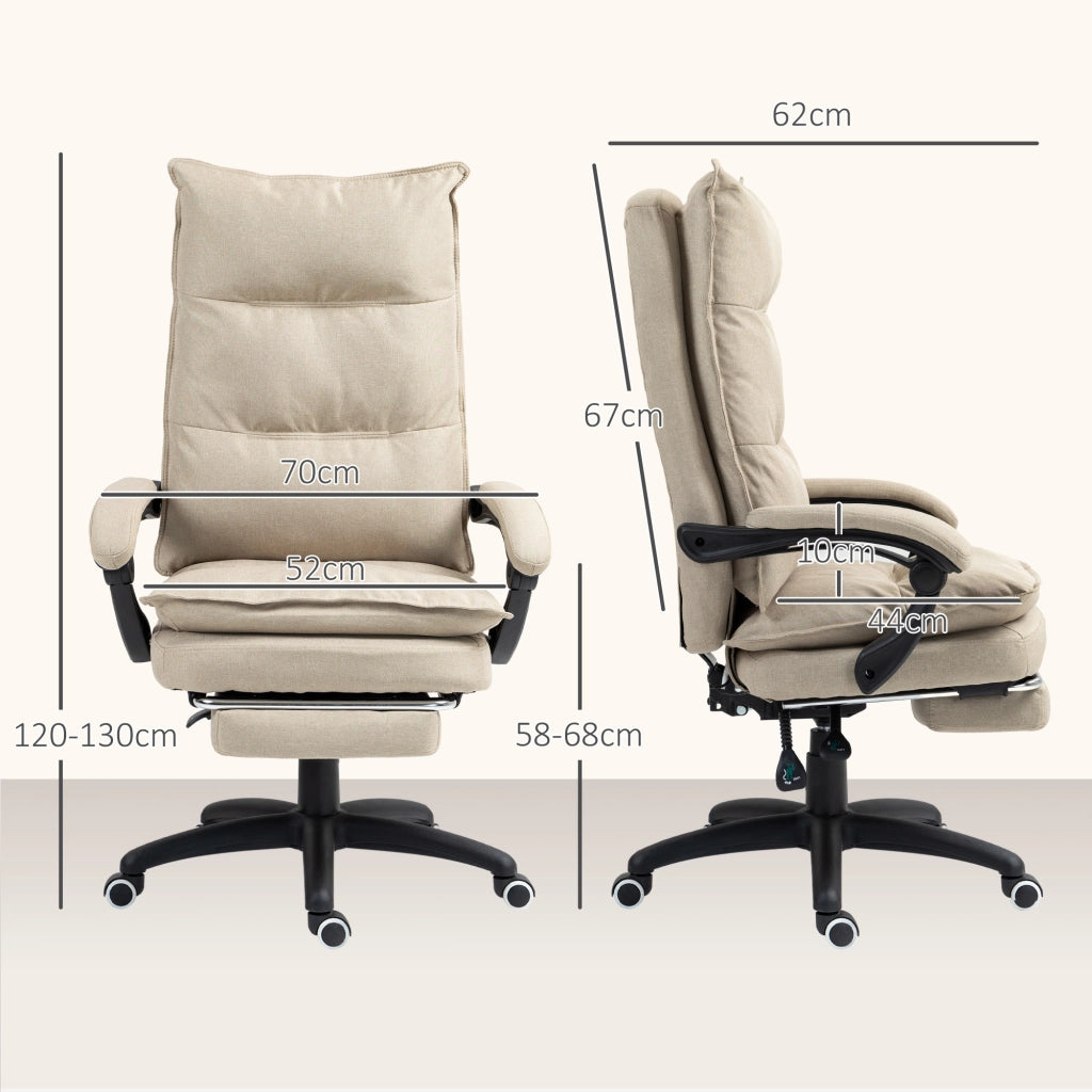 Poltrona da Ufficio Massaggiante ¨C Xylo ¨C Beige con Poggiapiedi e Schienale Reclinabile