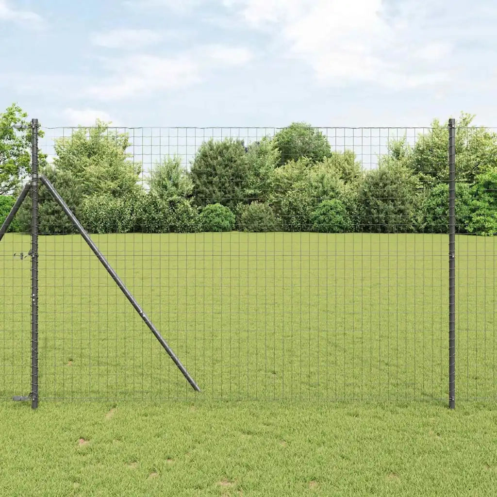 Recinzione con Posto Grigio 1,5 x 10 m Acciaio e PVC