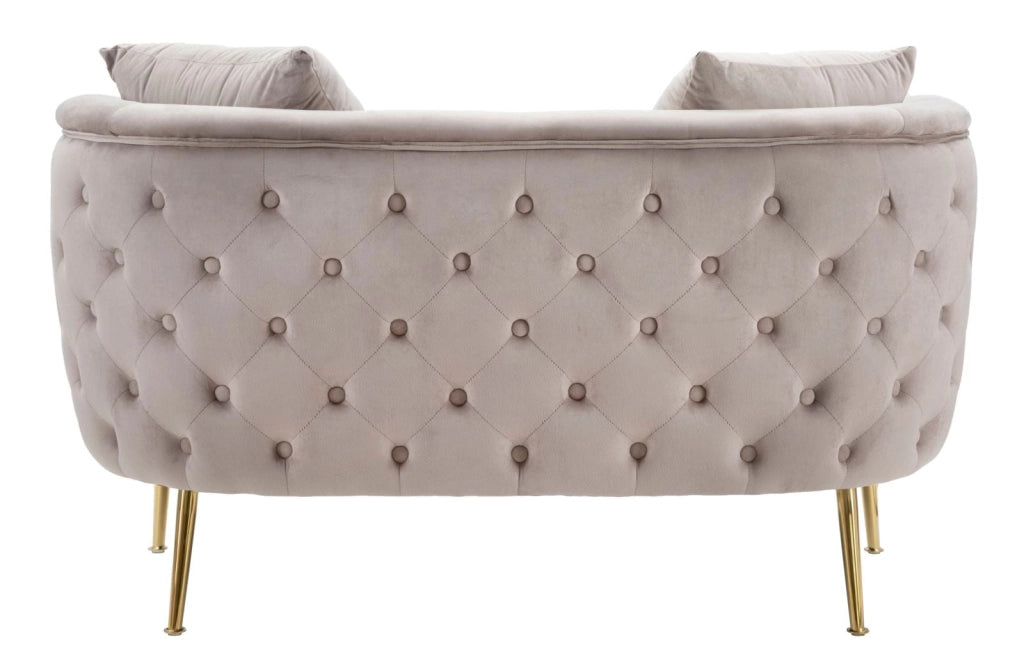 Divanetto Bucarest Grigio 127x74x73 cm Legno e Spugna e Tessuto e Metallo Grigio e Oro