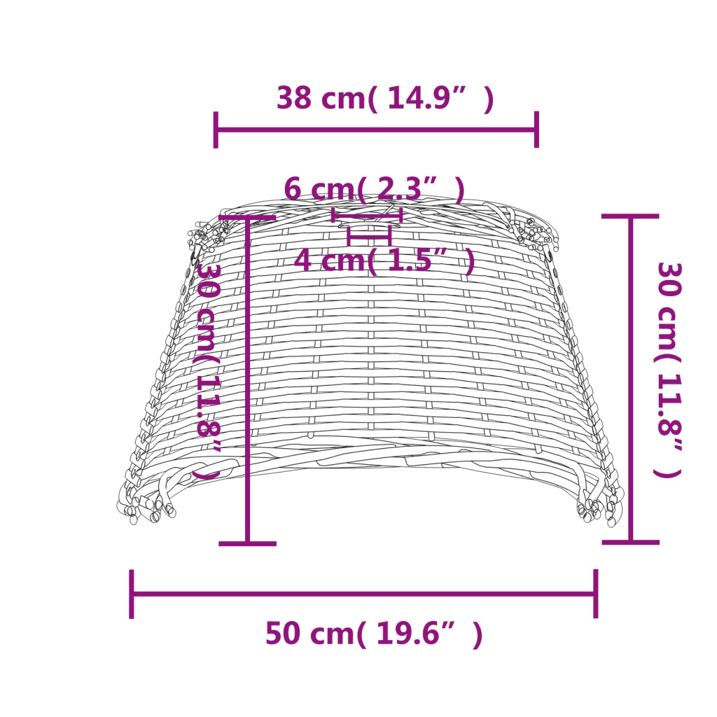 Paralume da Soffitto Bianco Ø50x30 cm in Vimini 364371