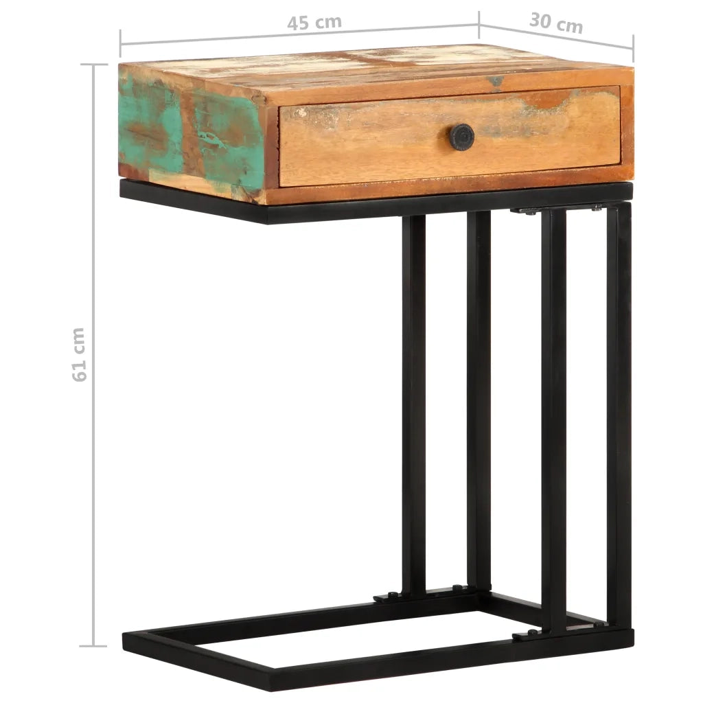 Tavolino Laterale a Forma di U-Tavolino da soggiorno 45x30x61 cm in Legno di Recupero