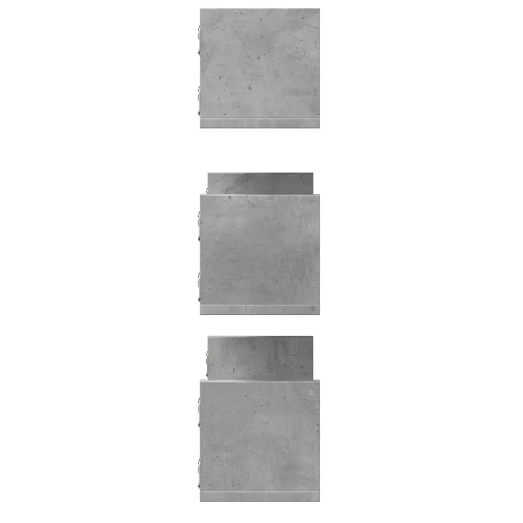3 pz Mensole a Parete | Scaffale Parete | Ripiano a parete Grigio Cemento 80x18x18 cm in Truciolato