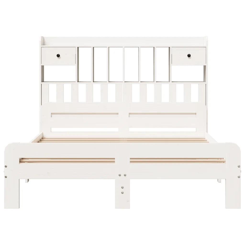 Letto Libreria senza Materasso Bianco 140x200 cm Legno di Pino 3308883